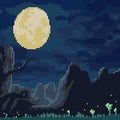 Pixel art rural nature night