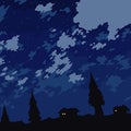 pixel art rural night sky