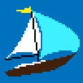 Pixel-art sailing boat