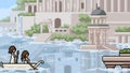 Pixel art flooded ancient city