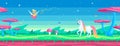 Pixel art scene with a magical unicorn and fairy