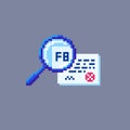 Pixel art search document magnifier icon Royalty Free Stock Photo