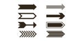 pixel art set of different arrows. Collection of minimalistic black arrows in different styles