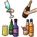 Pixel art isolated alcohol drink