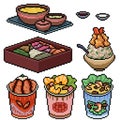 Pixel art isolated asian fast food