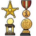 Pixel art isolated gold trophy Royalty Free Stock Photo