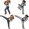 Pixel art isolated martial art fighter