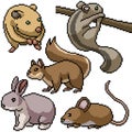 Pixel art isolated small rodents