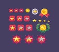 Pixel art set of star rating buttons different sizes Royalty Free Stock Photo