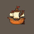 Pixel art ship vector editable