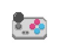 Pixel art of a simple retro video game controller (gamepad). Represents gaming nostalgia, electronic entertainment. Royalty Free Stock Photo