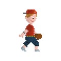 Pixel art skateboarder. Vector illustration decorative design Royalty Free Stock Photo