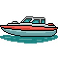 pixel art of small boat sea Royalty Free Stock Photo