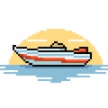 pixel art of small boat sea Royalty Free Stock Photo