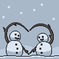 Pixel art snow doll couple