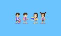 Pixel Songkran character.Thailand water festival.8bit.