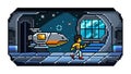 Pixel Art Spaceship Interior Control, vector design Generative AI Royalty Free Stock Photo