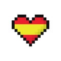 Pixel art Spain flag in the shape of a heart