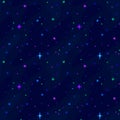 Pixel art star sky at night. Starry sky seamless tile backdrop