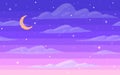 Pixel art starry seamless background. Night sky in 8 bit style