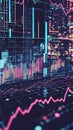 Pixel art stock performance graph with retro aesthetic and dynamic animation.