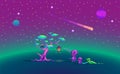 Pixel art story about aliens.