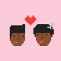 Pixel art style afro american couple in love vector illustration