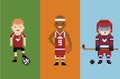 Pixel art style illustration - sportsman football