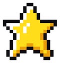 Pixel art style isolated vector star for retro game. Shiner golden object, pixel star sketch