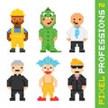 Pixel art style professions vector set 2 Royalty Free Stock Photo