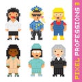 Pixel art style professions vector set 3