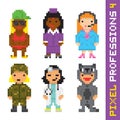 Pixel art style professions vector set 4