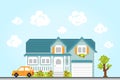 Pixel art style retro game city location house vector illustration Royalty Free Stock Photo