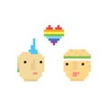 Pixel art style two homosexual boys illustration