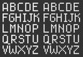 Pixel art style uppercase alphabet, white square