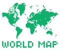 Pixel art style world map green color shape Royalty Free Stock Photo