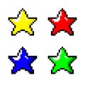 pixel art style yellow red blue green stars