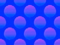 Pixel art sun seamless pattern in 80s style. Synthwave sunset in 8 bit style. Pixelated design of the sun in the retro style of