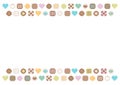 Pixel art sweets pattern. Vector illustration. Background frame design