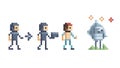 Pixel Art Team with a Robot for Retro Gaming and Character Design, vector design Generative AI Royalty Free Stock Photo