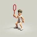 Pixel Art Tennis Player: Conceptual Sculpture In Isometric Style