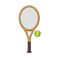 Pixel Art Tennis Racket and Ball Royalty Free Stock Photo