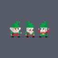 Pixel art three cute gnomes.