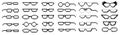 Pixel art transparent glasses. Nerd eyeglasses pixelated icons, glasses rim styles and shapes vector set