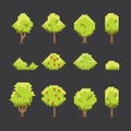 Pixel art trees collection isolated Royalty Free Stock Photo