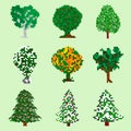 Pixel art trees collection isolated objects Royalty Free Stock Photo