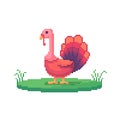 Pixel art turkey. Farm animal for game design