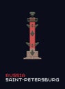 Pixel art vector illustration, flat style. Stylish colorful landmarks. Rostral column simple 8-bit icon, the symbol of