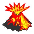 Pixel art with volcano mountain Royalty Free Stock Photo