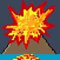 Pixel art with volcano mountain Royalty Free Stock Photo